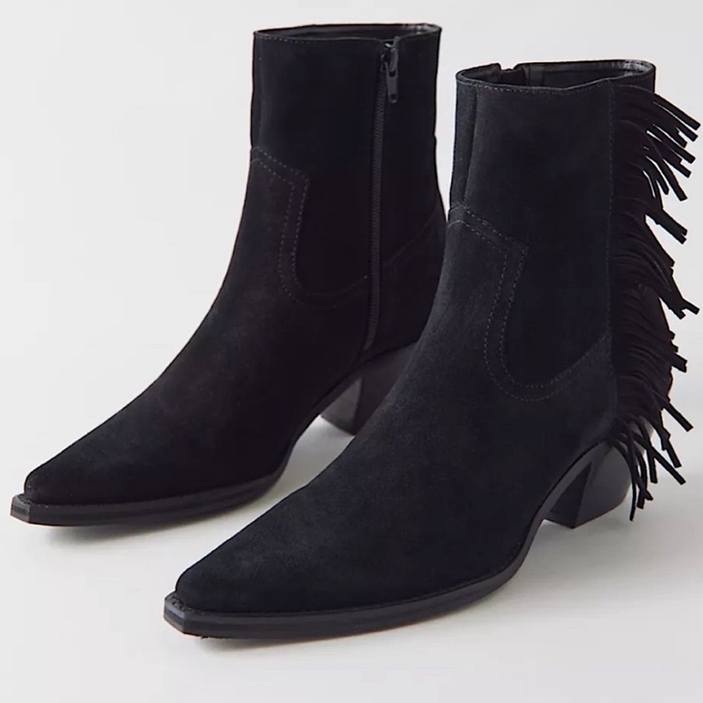 New Coconuts By Matisse Women's Black Fringe Jane Western Ankle Boots Size 6